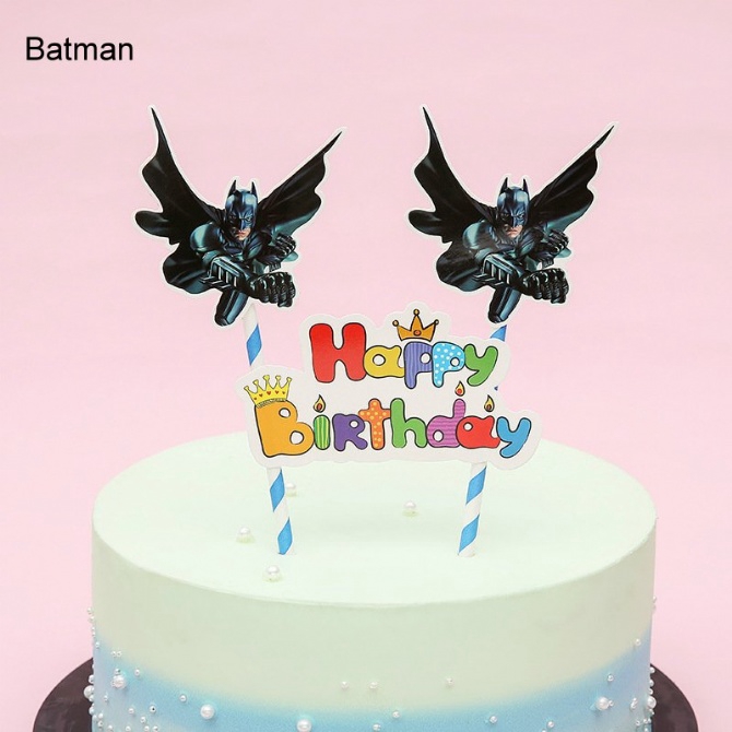 Phụ Kiện Trang Trí Bánh Kem Hình Hoạt Hình Kèm Chữ Happy Birthday