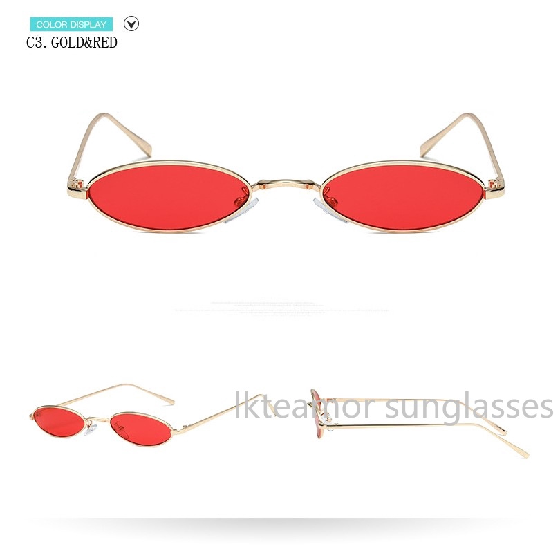 Kính mát cho nam gọng kim loại hình bầu dục nhỏ xinh phong cách cổ điển