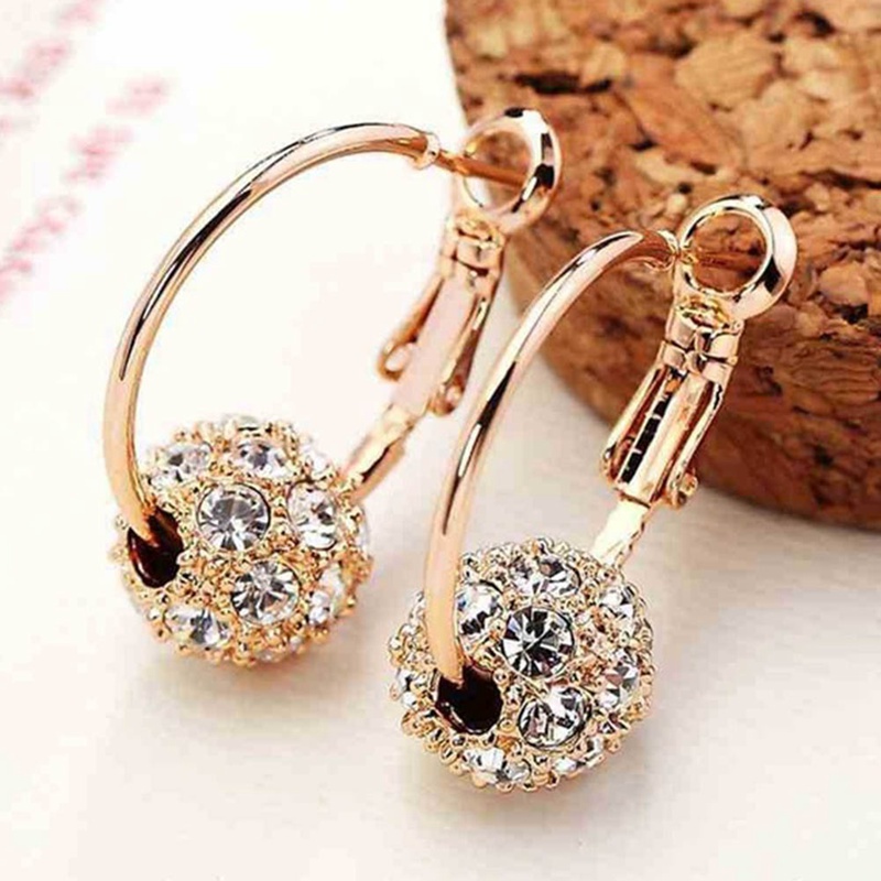 1 Cặp Bông Tai Tròn Mạ Vàng 18k Đính Đá Nhiều Màu Sắc May Mắn Cho Nữ
