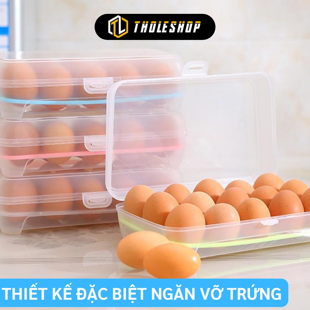 Khay Đựng Trứng 15 Ô - Hộp Bảo Quản Trứng Để Tủ Lạnh Có Nắp Đậy Kín, Đế Chống Trượt 1090