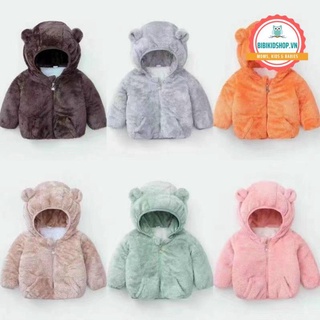 Áo Khoác Lông Cừu hàng Quảng Châu Có Mũ Chất Lông Mềm Mịn, Ấm Áp Cho Bé Trai Bé Gái Từ 7-23kg