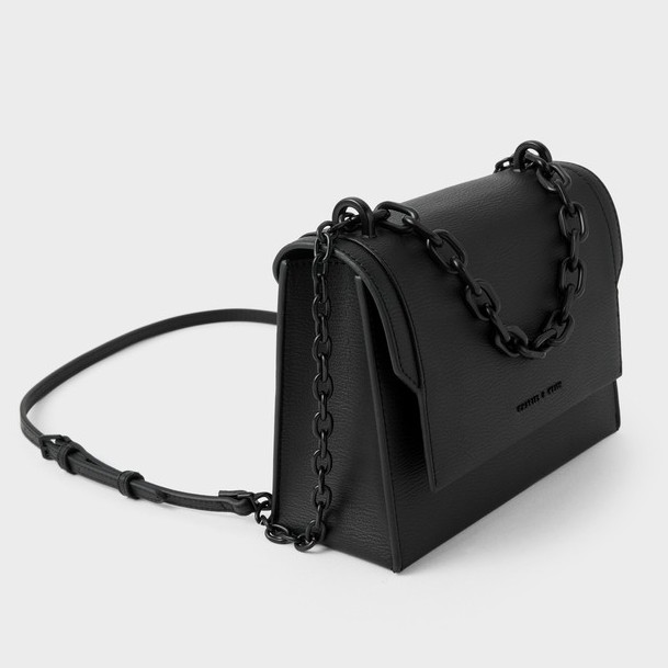 Túi Xách Charles and Keith Dáng Vuông Phối Dây Xích Thời Trang Cho Nữ