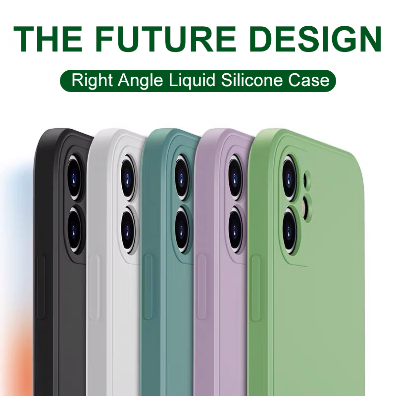 Ốp Điện Thoại Silicon Mềm Màu Trơn Dáng Vuông Cho iPhone 11 Pro Max Mini XS X XR 7 8 Plus SE 2