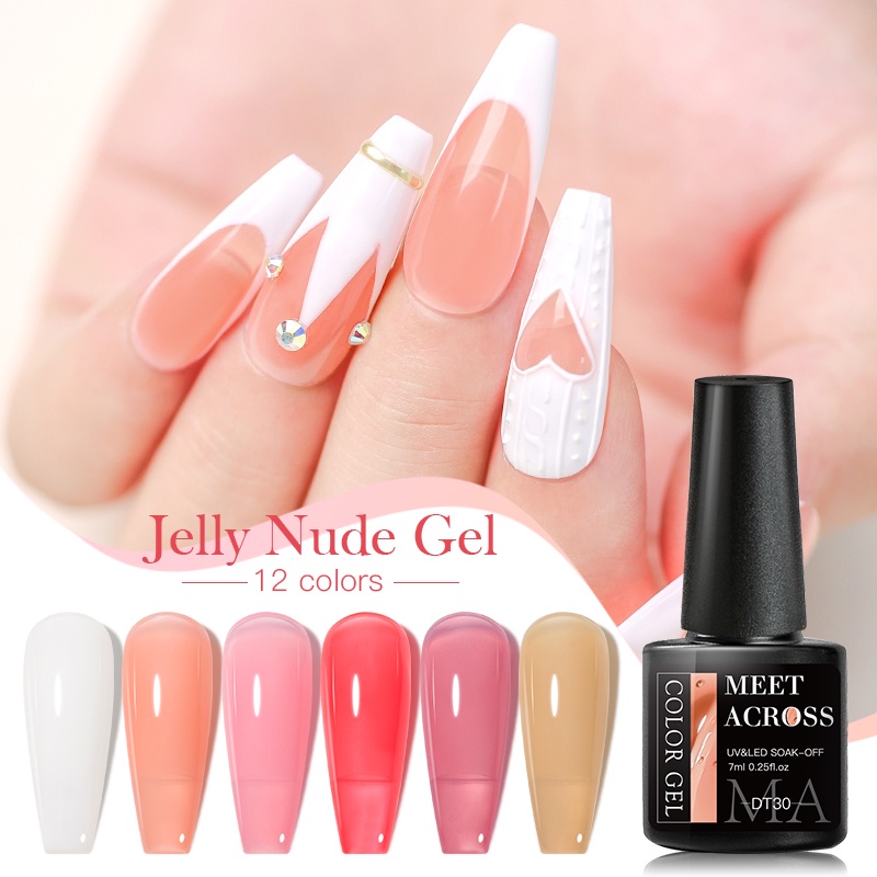 Sơn móng gel UV LED MTSSII Meet Across 7ml bán vĩnh viễn màu nude thạch trong suốt tùy chọn