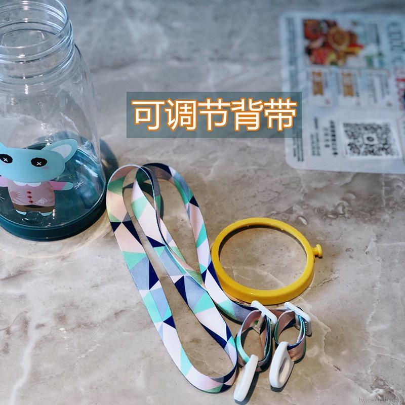 Bình nước bằng nhựa có ống hút in hoạt hình đáng yêu dung tích 600ml cho bé