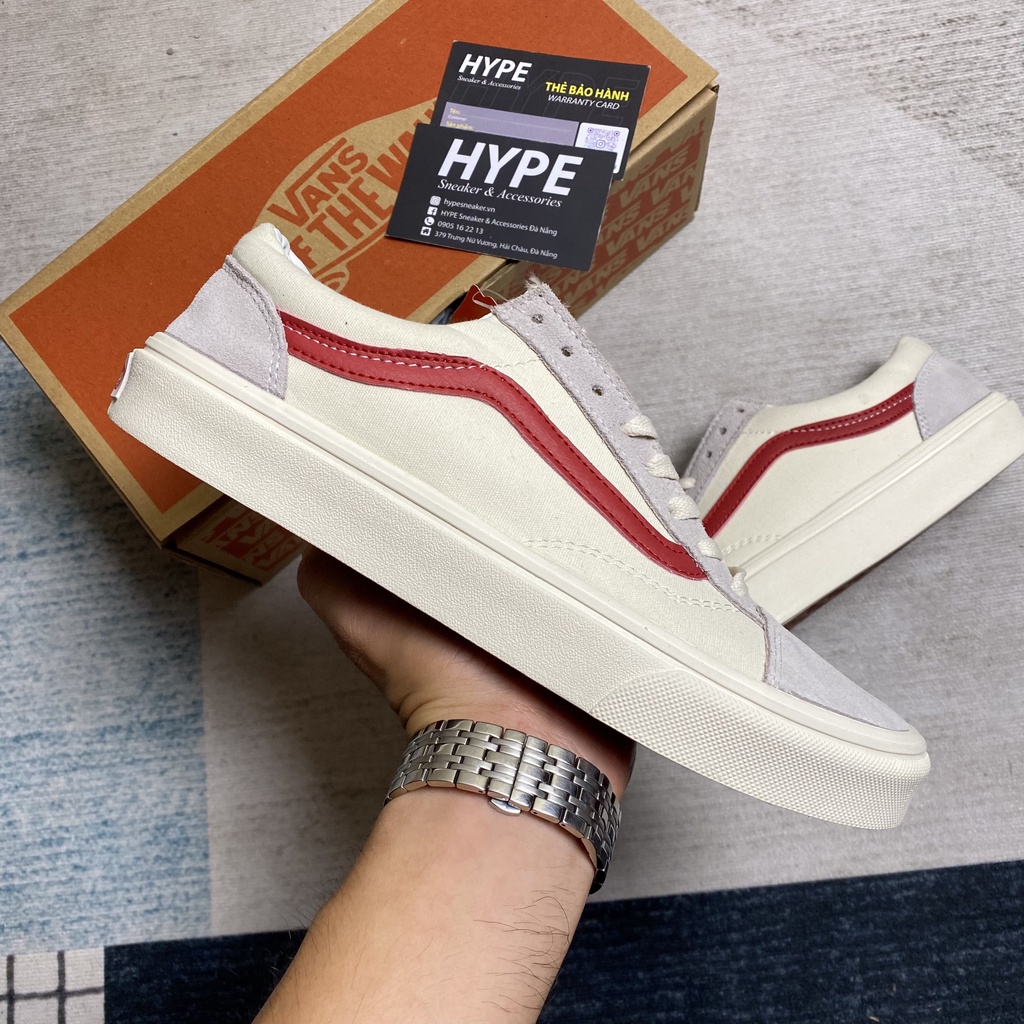 Giày sneaker nam nữ đi học: Vans Style 36 White Red (Trắng/Đỏ) - HYPE Sneaker | Bản 1:1 chuẩn