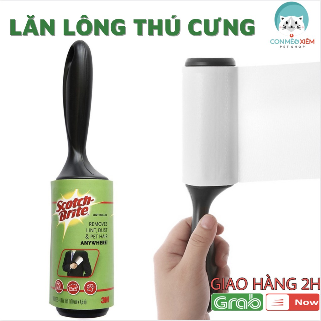 Lăn bụi quần áo 3M scotch brite cây lăn lông chó mèo, đồ dùng thú cưng Con Mèo Xiêm