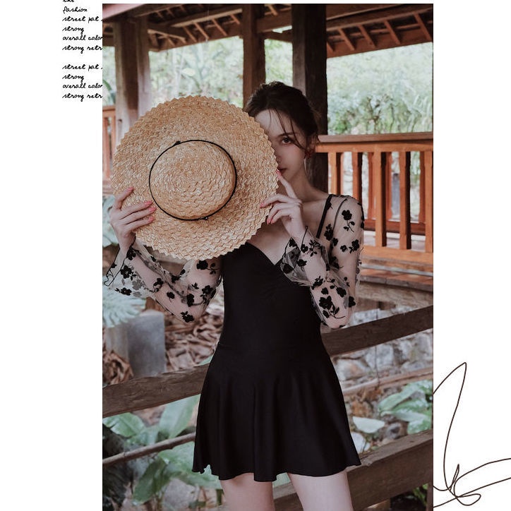 Đồ Bơi Một Mảnh Tay Dài Che Bụng Mỏng Nhẹ Thời Trang Mùa Xuân Mới