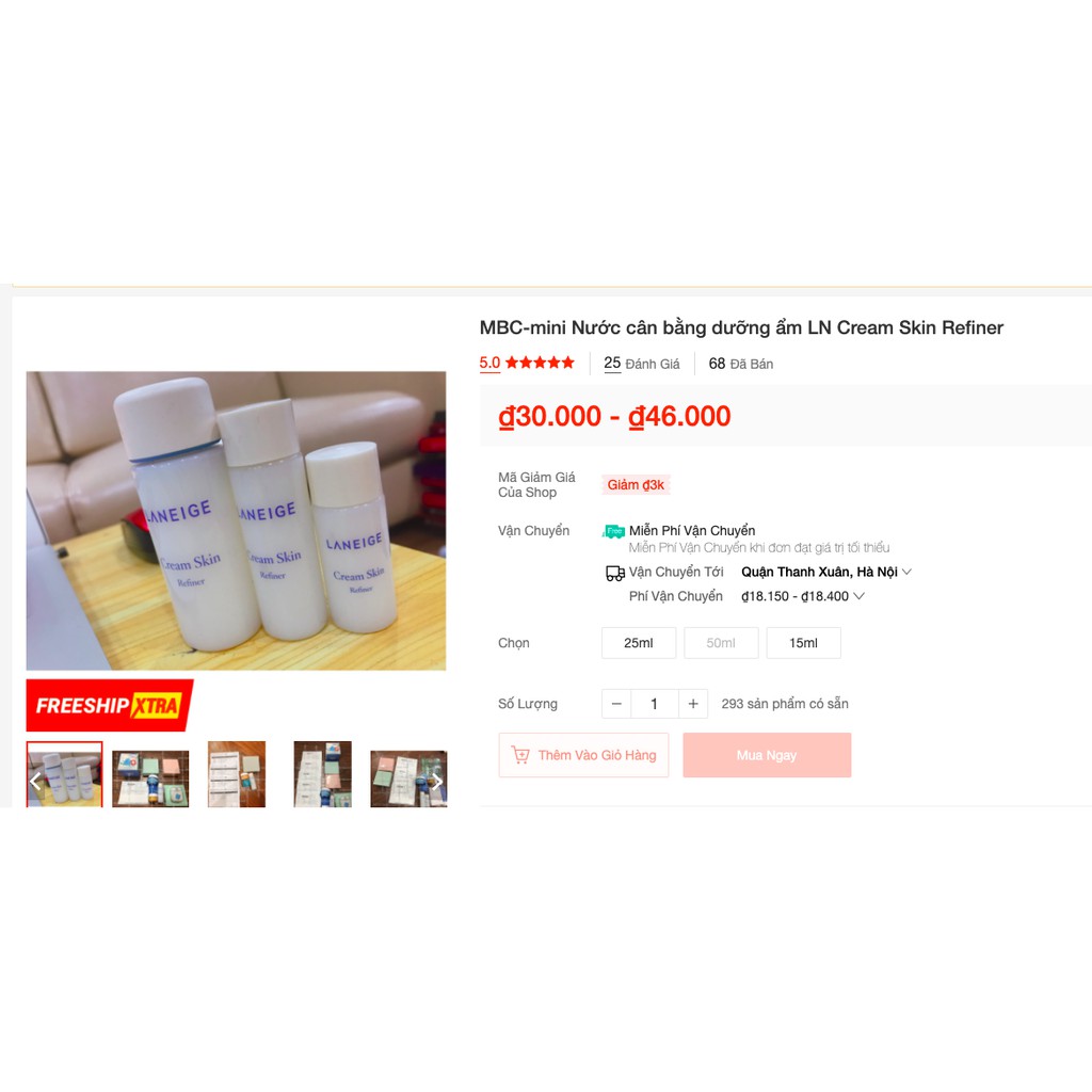 MBC Nước hoa hồng cân bằng, dưỡng ẩm LN Cream Skin Refiner mini | BigBuy360 - bigbuy360.vn