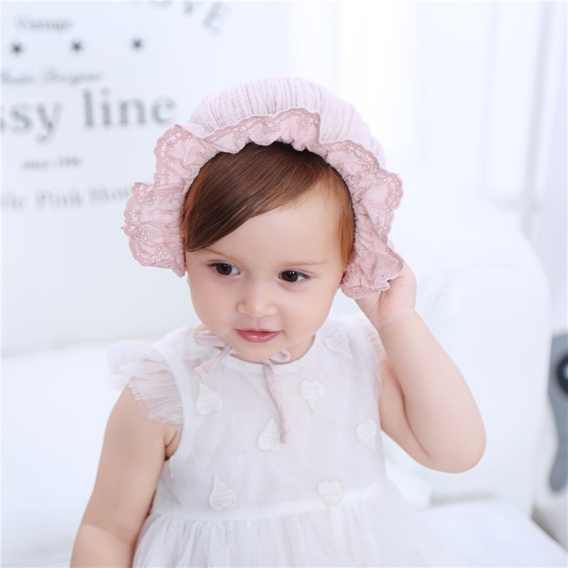 Mũ Ren Cotton Mềm Mại Chống Nắng Thời Trang Xuân Hè Cho Bé Gái Sơ Sinh