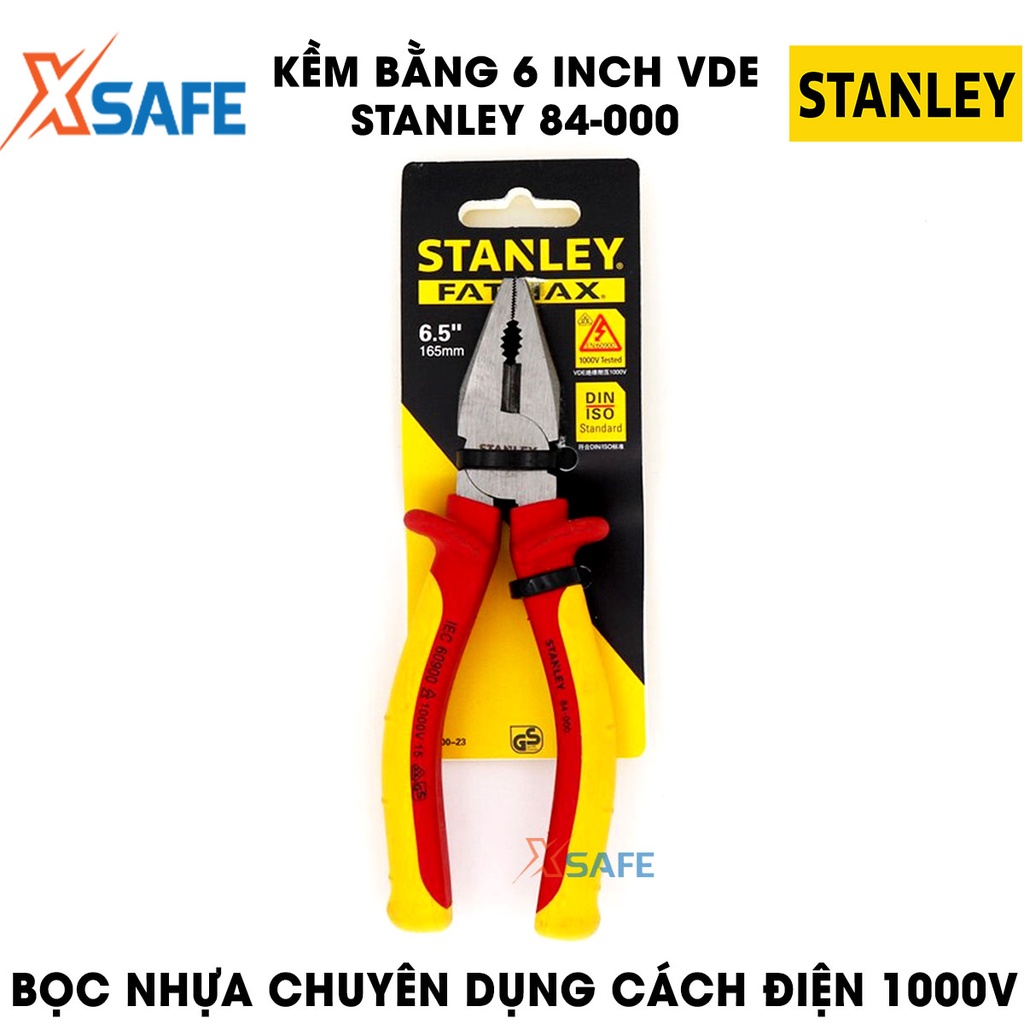 Kềm bằng VDE STANLEY bọc nhựa cách điện 1000V chuyên dụng Kìm VDE Stanley thép hợp kim cao cấp nhỏ gọn linh hoạt