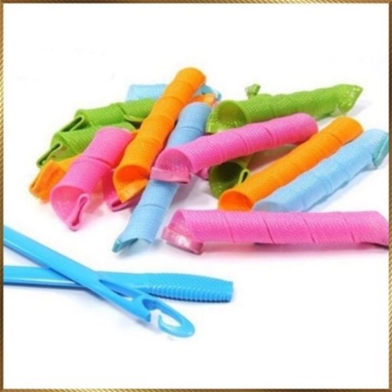 12 lô uốn tóc không dùng nhiệt dài 18cm kèm 2 que rút
