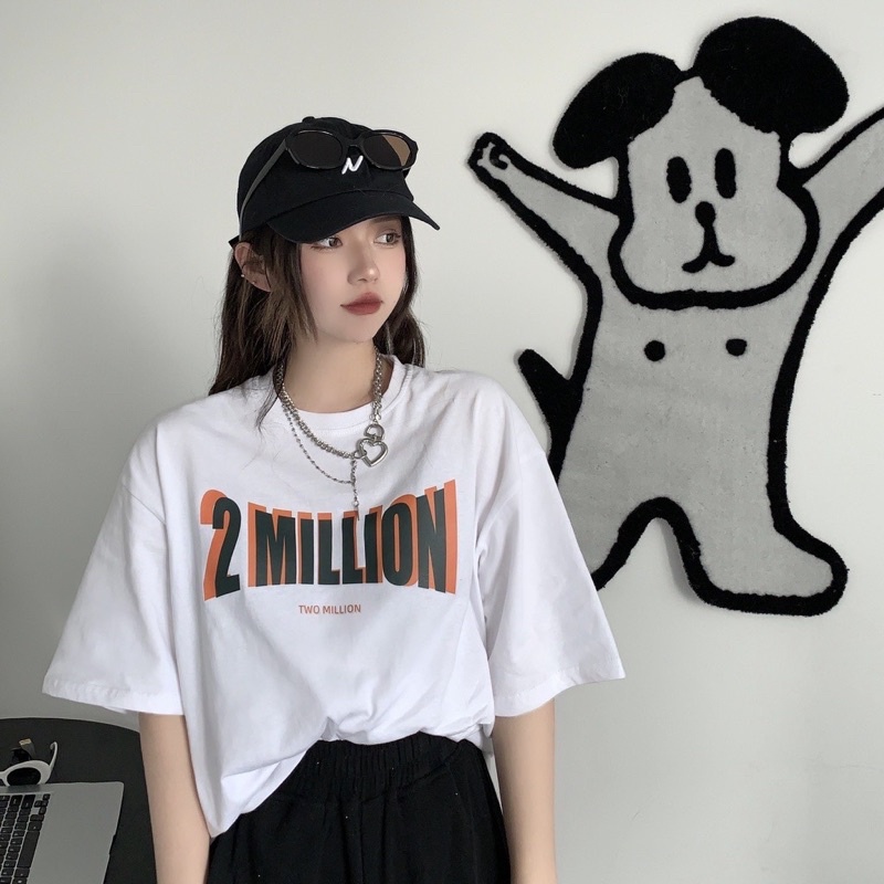 Áo thun phông nam nữ PINK tay lỡ form rộng 2 MILLION Unisex