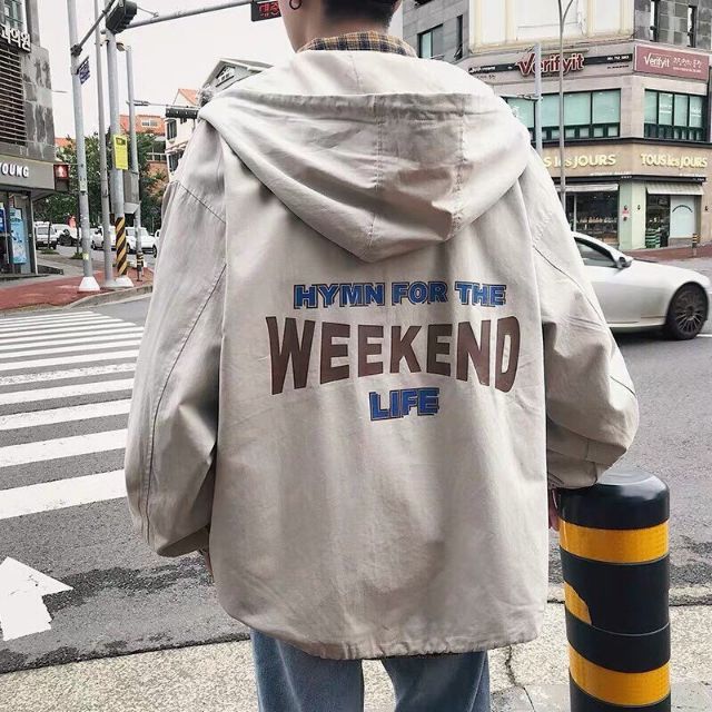 áo khoác dù in chữ WEEKEND