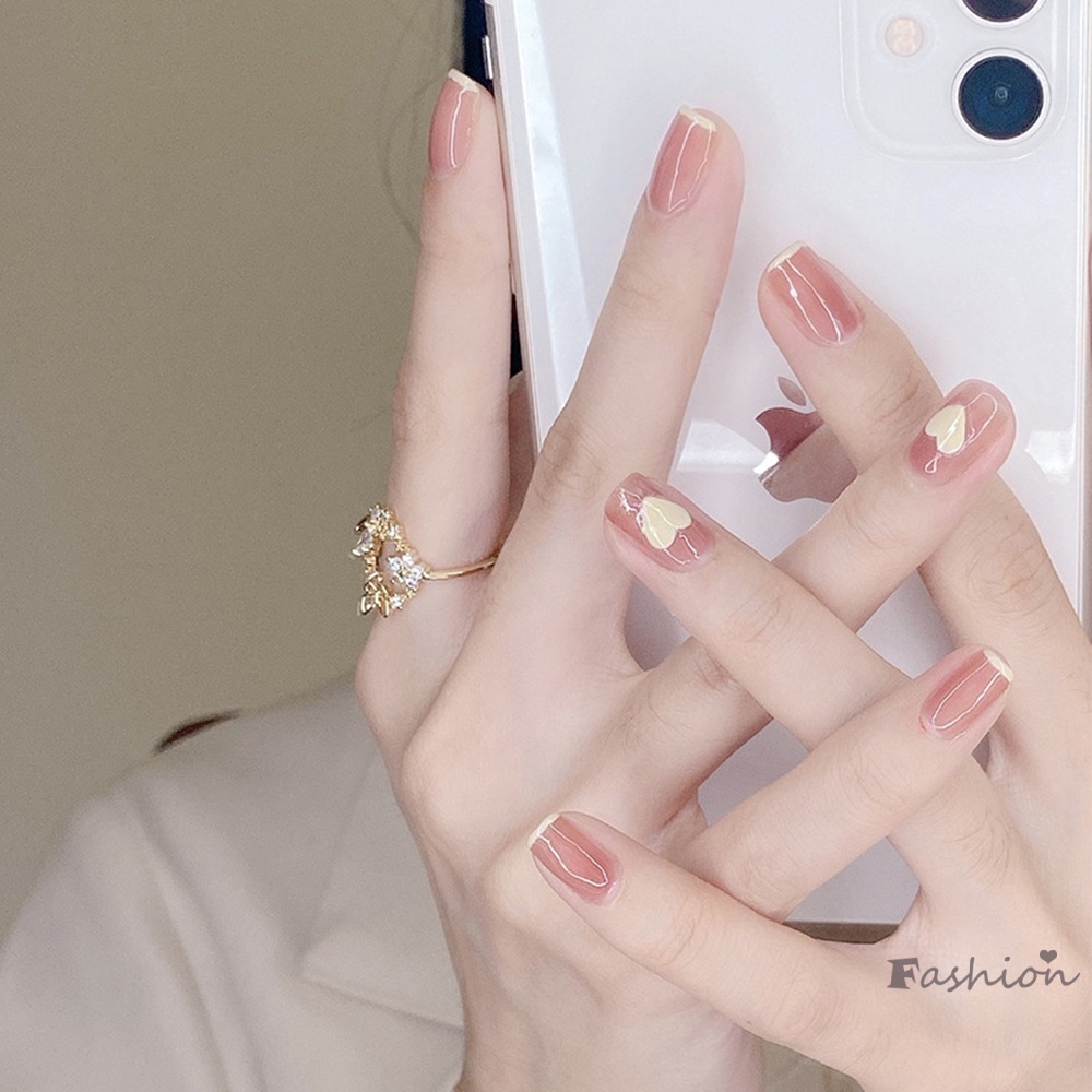 Bộ 24 Móng Tay Giả Ngắn Phủ Toàn Diện Phong Cách Pháp Thời Trang Cho Nữ
