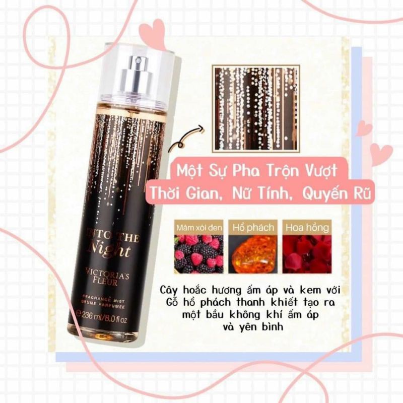 Xịt thơm body mist  𝐈𝐍𝐓𝐎 𝐓𝐇𝐄 𝐍𝐈𝐆𝐇𝐓