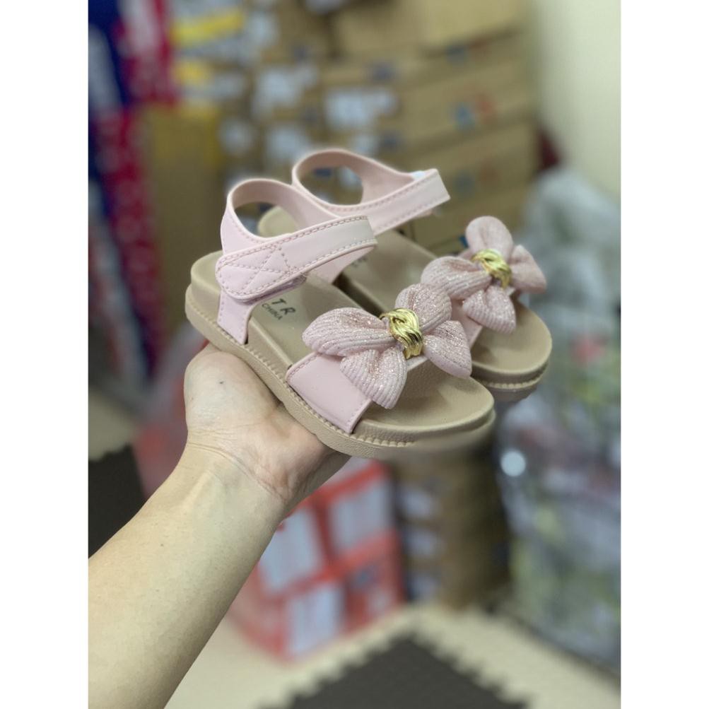 Dép sandal nhựa dẻo cho bé gái 3 - 8 tuổi gắn nơ xinh xắn quai hậu siêu mềm siêu bền đi mùa hè SG52