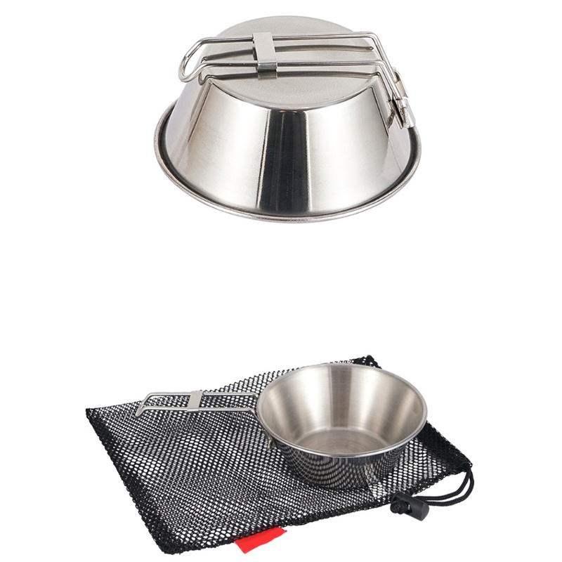 QQ Bát Ăn Bằng Thép Không Gỉ 300ml Có Tay Cầm Có Thể Gập Lại Tiện Dụng