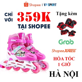 Giày batin trẻ em, giày trượt patin cho bé bánh có đèn flash sports, tặng kèm bảo hộ tay chân