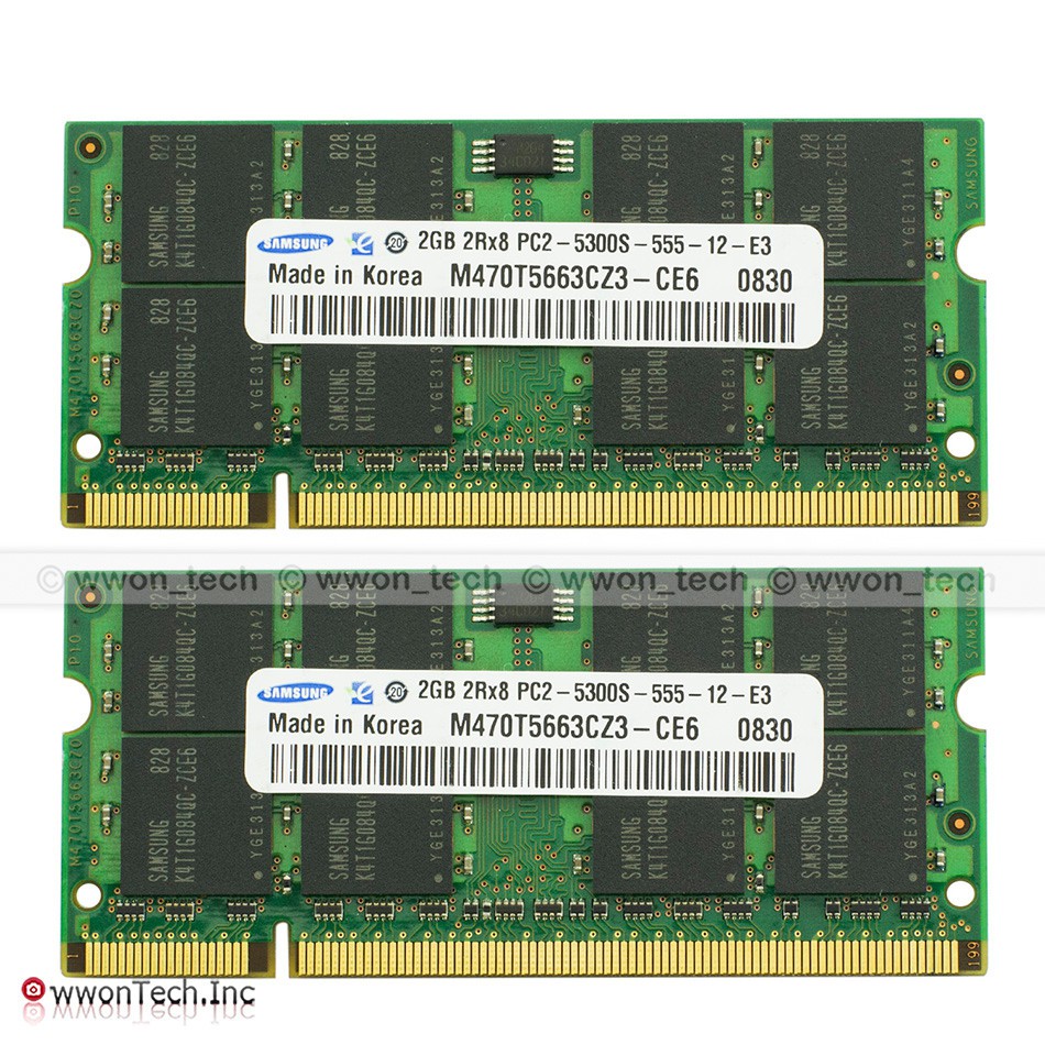 Thanh RAM thẻ nhớ SO-DIMM laptop 1GB 2GB 4GB(2X2GB) DDR2 667 667MHz PC2-5300s