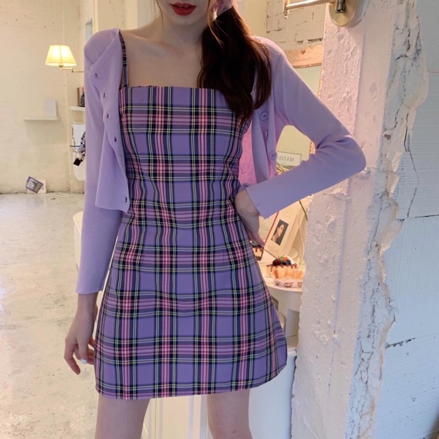 [Ảnh thật/Video] Váy 2 dây kẻ nhiều màu Đầm 2 dây kẻ ulzzang | BigBuy360 - bigbuy360.vn