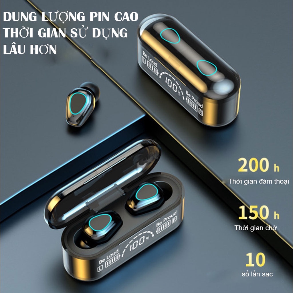 Tai nghe bluetooth V5.2 F11 Tai nghe không dây bản cao cấp chống nước chống ồn kháng nước IPX7 pin trâu hỗ trợ đàm thoại
