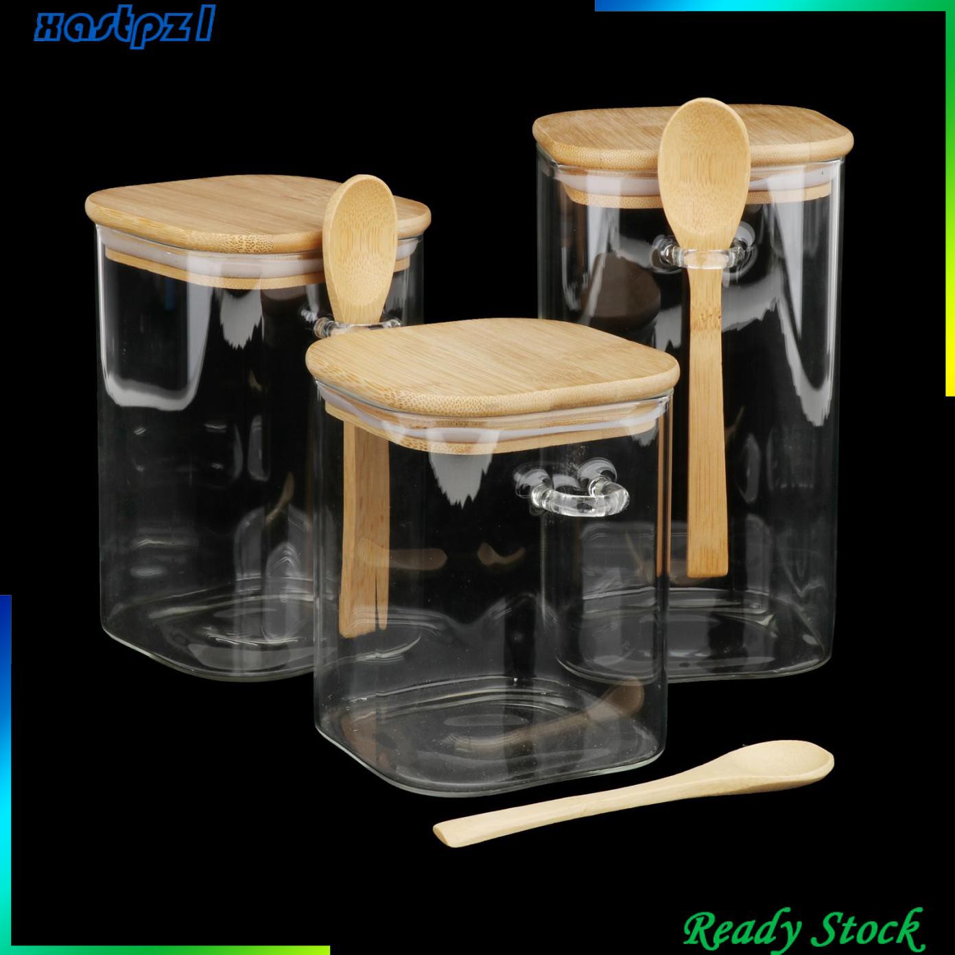 Lọ Thủy Tinh Đựng Đường Với Nắp Tre Và Muỗng