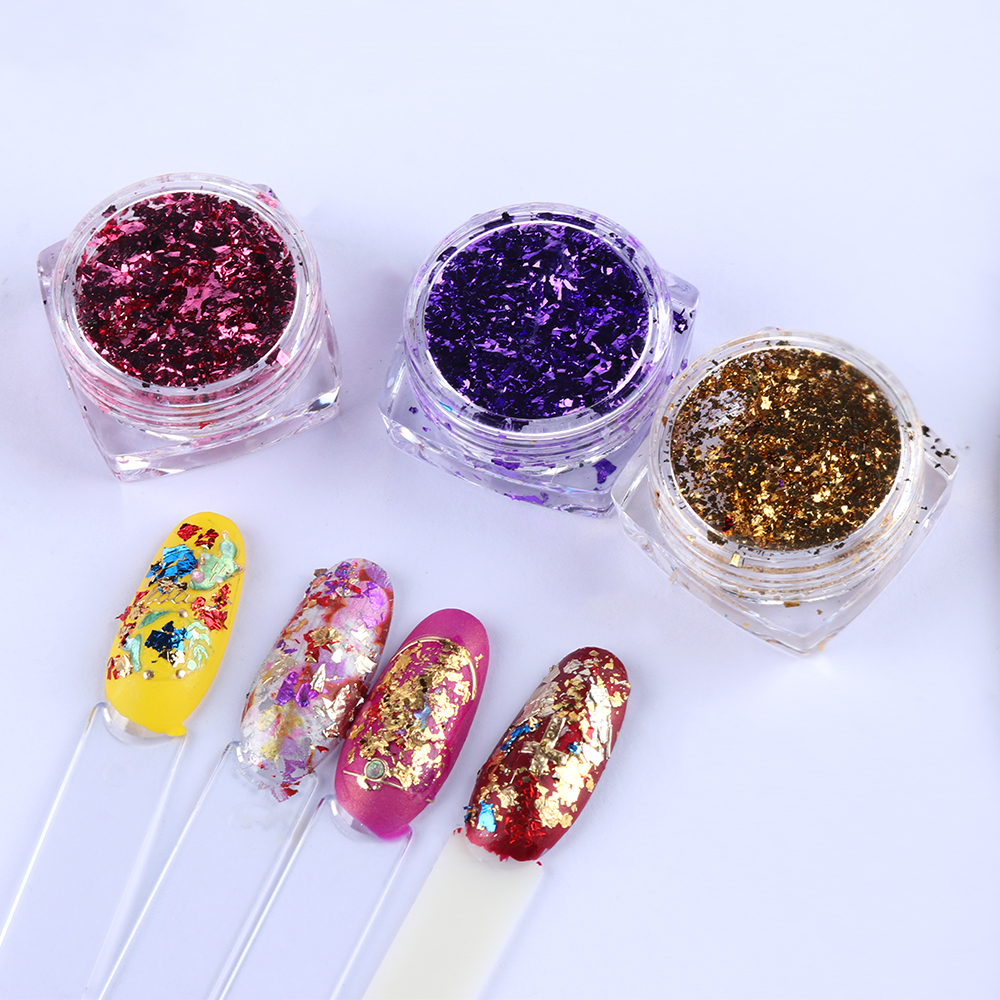 [Hàng mới về] Miếng dán lá nhôm trang trí móng tay nghệ thuật thủ công 3D lấp lánh nhiều màu sắc tùy chọn