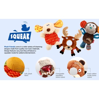 Plush Friendz Thú bông vải Gigwi có lõi xốp bền bỉ chống phá hủy độc đáo - Đồ chơi âu yếm rượt bắt cho chó / cún
