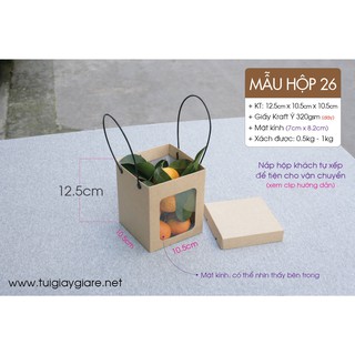 25 cái - Hộp giấy kraft có nắp đậy rời đựng quà tặng thực phẩm hàng hóa - Hộp số 26