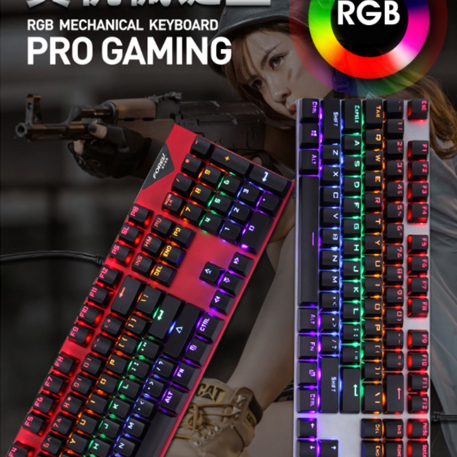 Bàn phím cơ, bàn phím gaming chính hãng Forev Q302, blue switch, 18 chế độ led RGB, chơi game văn phòng bấm cực thích