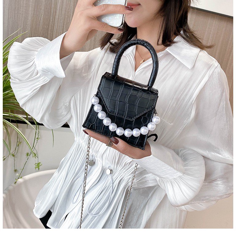 Túi Xách 𝙎𝙄𝙀̂𝙐 𝙃𝙊𝙏 Túi đeo chéo nữ mini đẹp giá rẻ phối quai ngọc đi chơi phong cách hàn quốc