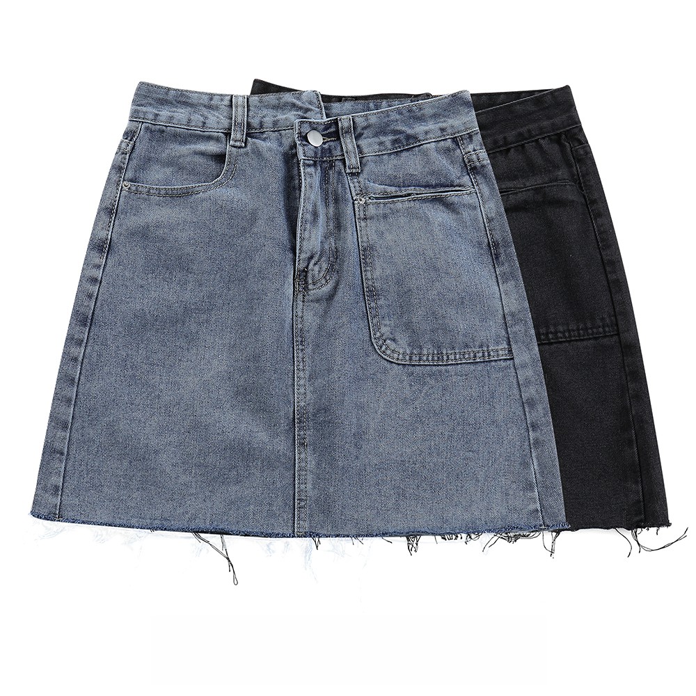 Chân Váy Jean Dáng Chữ A Lưng Cao Phong Cách Hàn Quốc