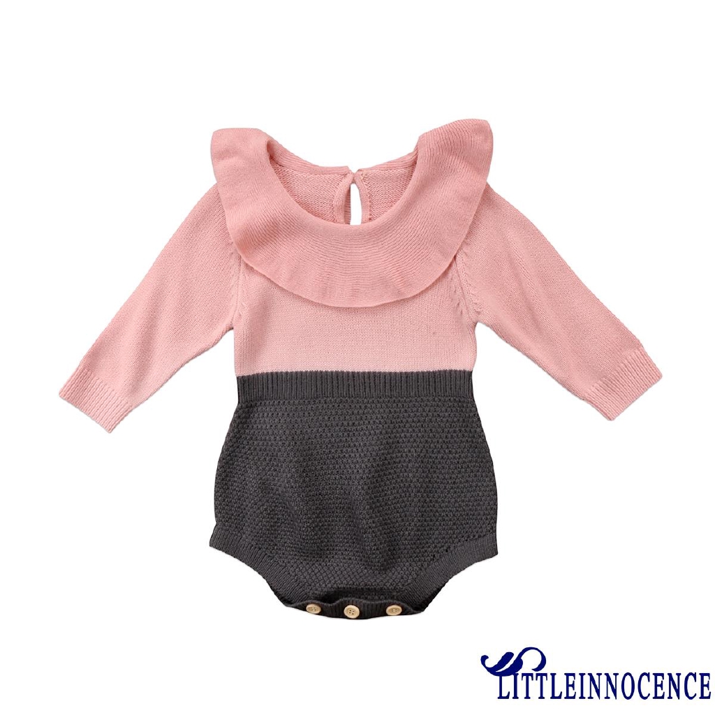 ❤XZQ-Newborn Baby Girls Romper Knitted Ruffle Long Sleeve Jumpsuit Romper Bodysuit Autumn Winter Clothes