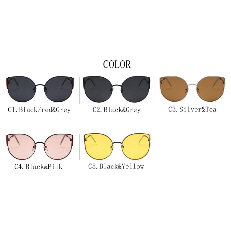 Kính Mát Samjune Kiểu Mắt Mèo Cỡ Lớn Gọng Kim Loại Chống Tia UV400 Dành Cho Nữ