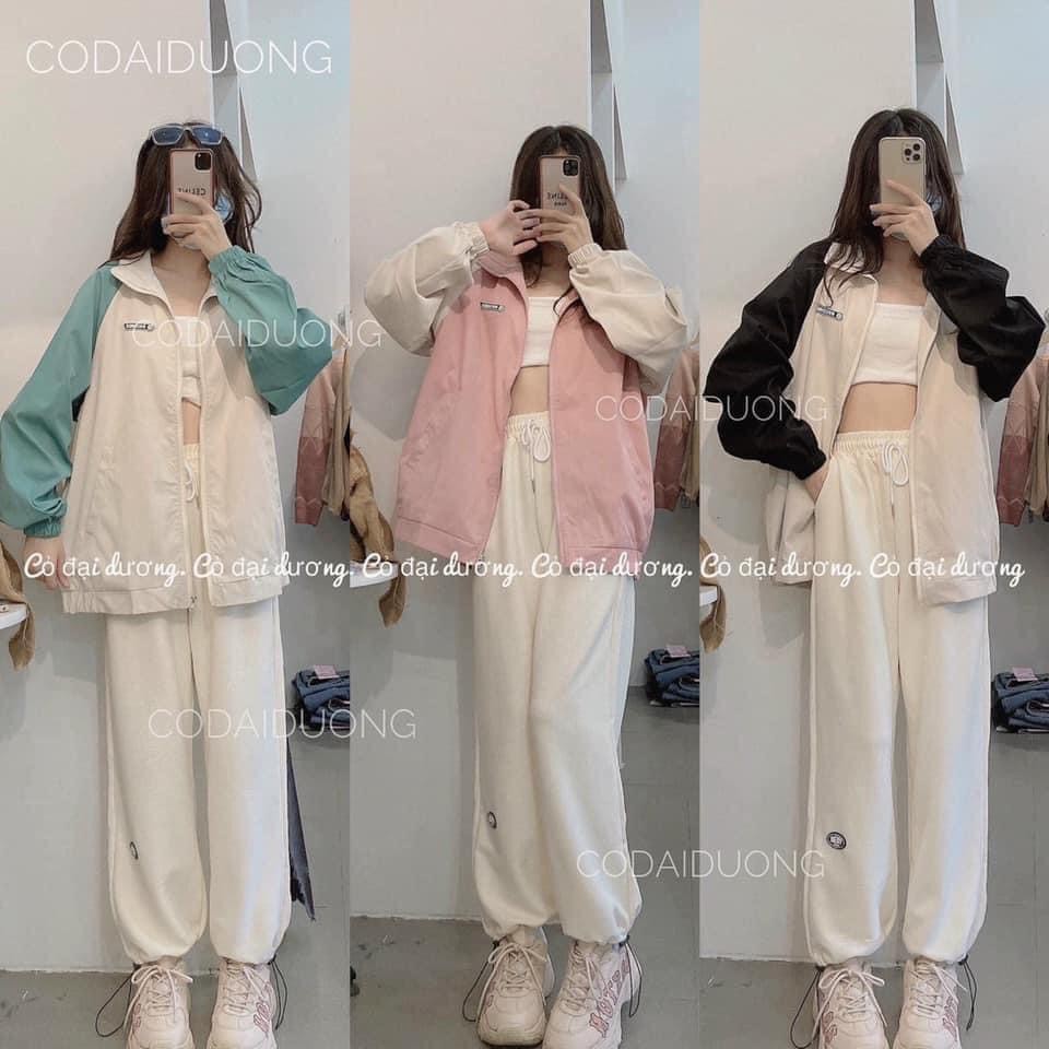 Áo khoác kaki phối tay unisex logo ngực Reconds_Áo khoác nam nữ tay bồng basic, cá tính, hottrend