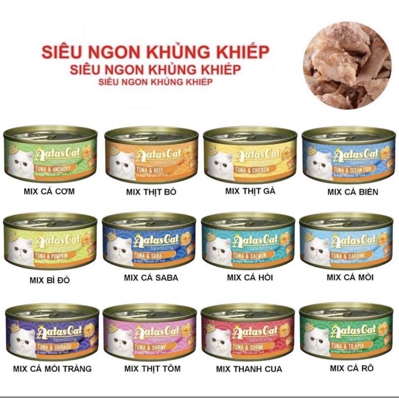 Pate Aatas Cho Mèo Lon 80g - Pate Cho Mèo Từ Cá Ngừ Thật