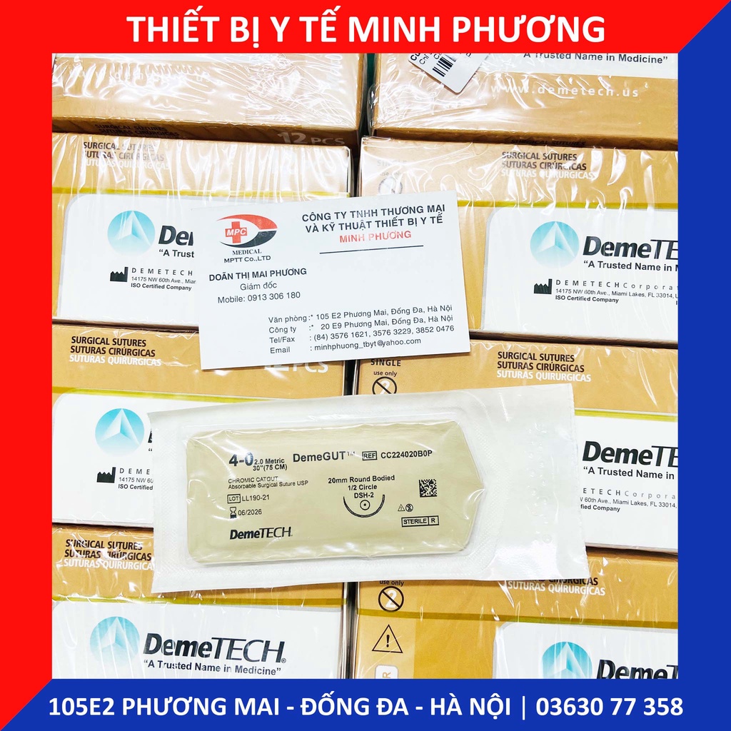 [ĐẠI LÝ PHÂN PHỐI] Bán lẻ chỉ khâu DEMEGUT DEMETECH Catgut Chromic không tiêu dùng trong phẫu thuật số 4/0