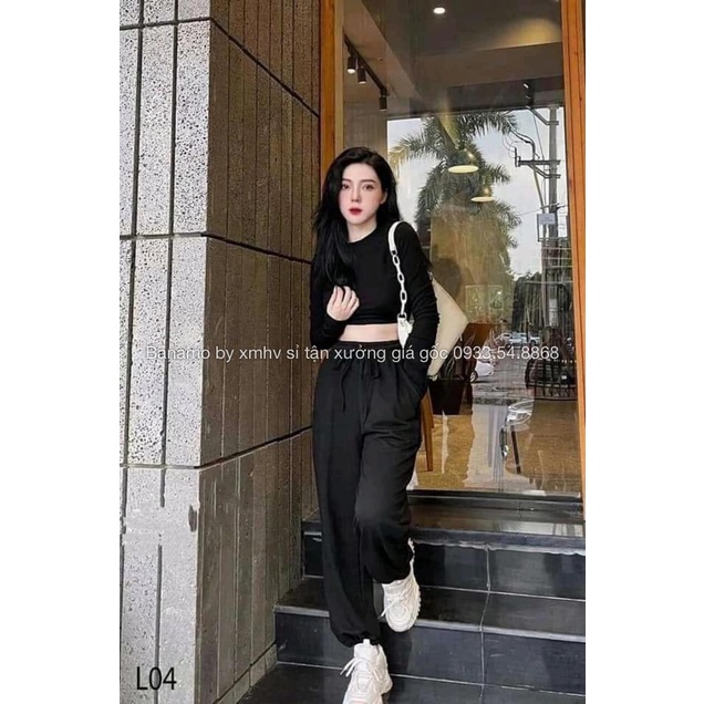 Quần Jogger nỉ tăm dáng rộng ống boom bo gấu 3 màu  phong cách Ulzzang năng động thời trang Banamo Fashion 295