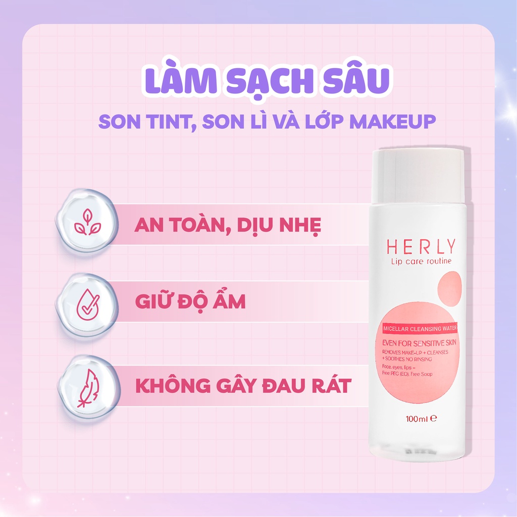 Nước tẩy trang môi HERLY Micellar Cleansing Water 100ml [HL01]