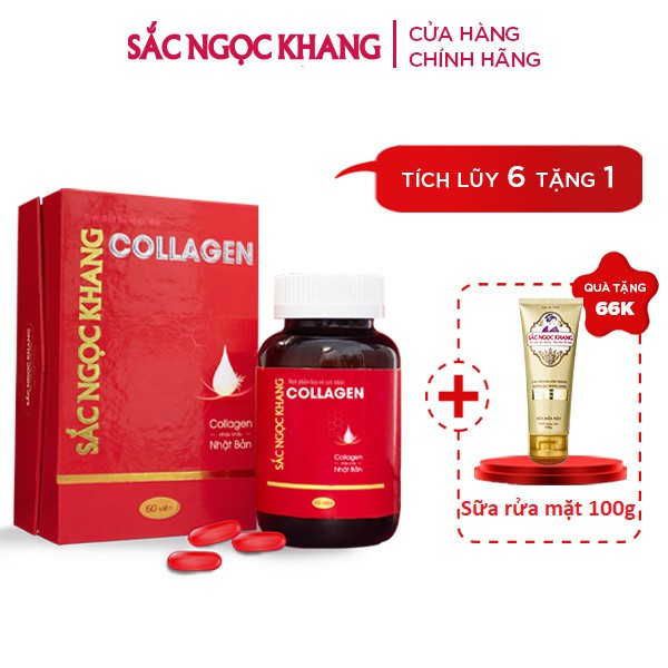 Collagen Sắc Ngọc Khang thế hệ mới nguyên chất 100% nguyên liệu nhập khẩu từ Nhật Bản [Hộp 60 viên]