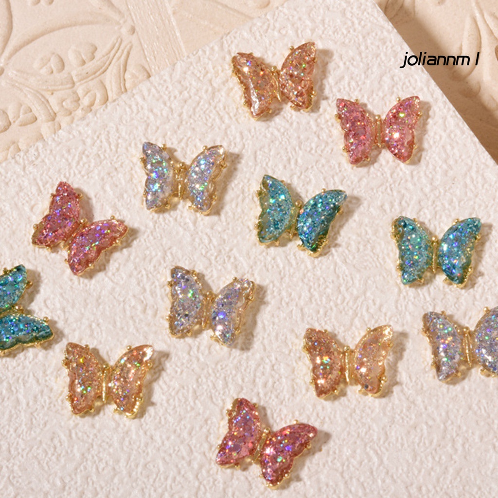 Hạt cườm hình bướm 3D bằng hợp kim đính đá trang trí làm đẹp móng tay