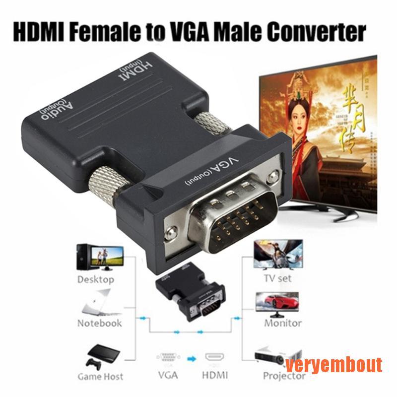 Đầu Chuyển Đổi HDMI Cái Sang VGA Đực Hỗ Trợ Tín Hiệu 1080P