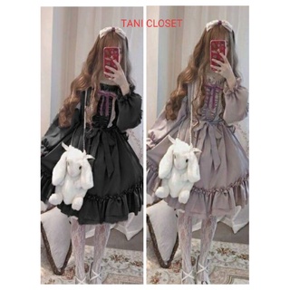 [CóSẵn] Đầm Lolita Oải Hương Xoè Bèo Phối Ren