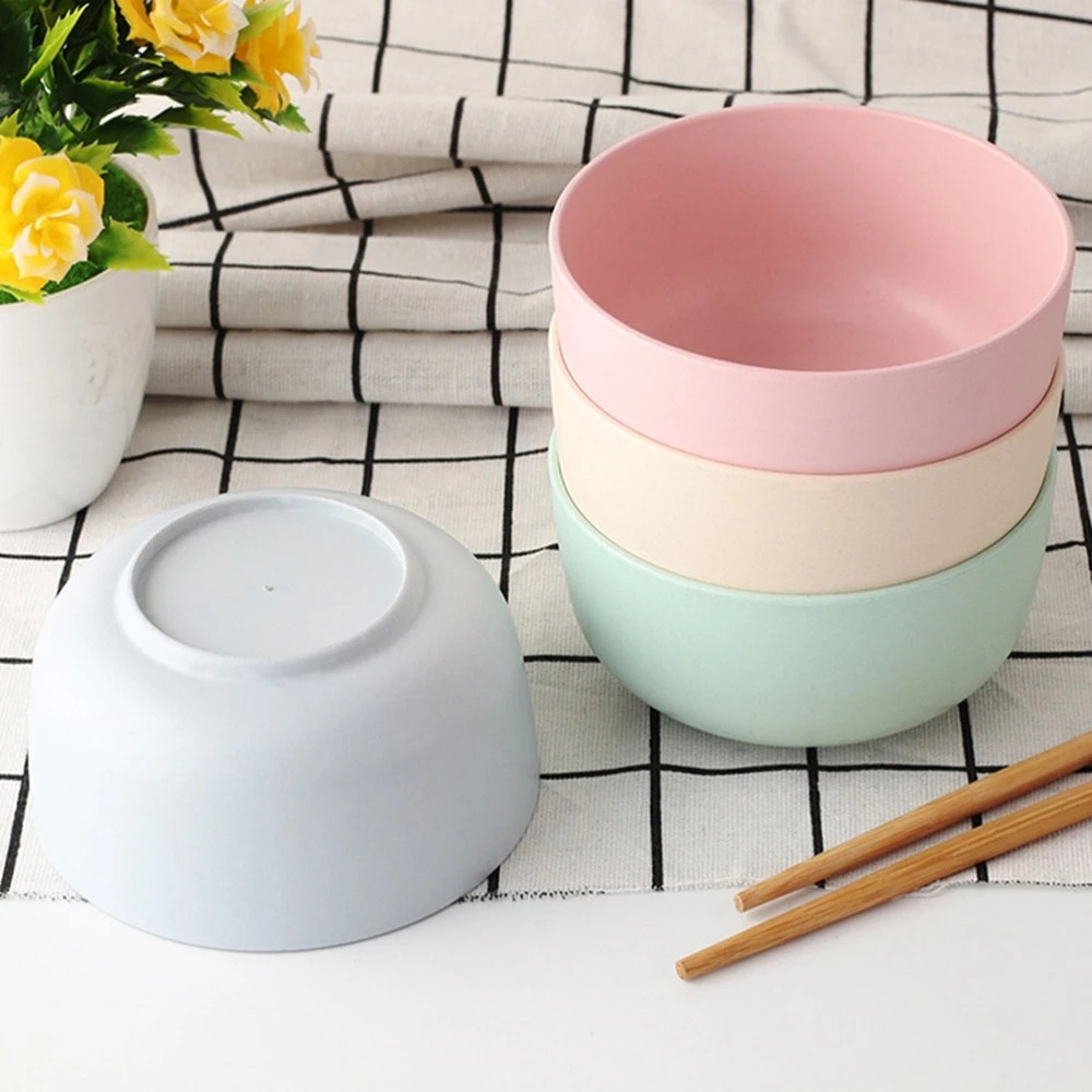 Bát Ăn Cơm/Salad Bằng Sợi Rơm Lúa Mì Thân Thiện Với Môi Trường 4 Màu Tùy Chọn Cho Trẻ Em