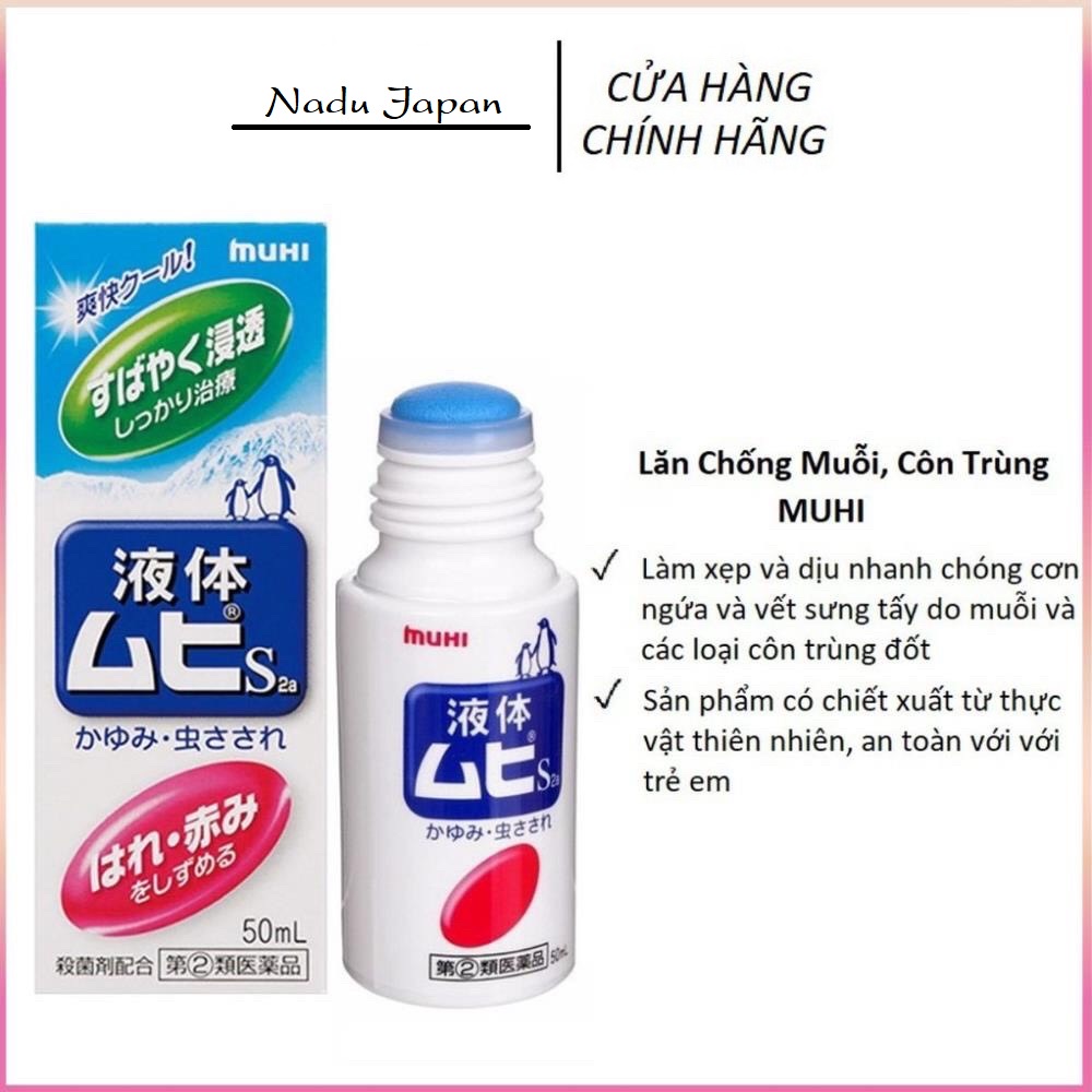 Lăn Chống Muỗi, Côn Trùng MUHI Nội Địa Nhật Bản - 50ml