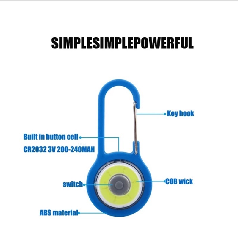Đèn LED COB Mini 3 Chế Độ Chống Thấm Nước Có Móc Khóa Tiện Dụng Cho Dã Ngoại/ Cắm Trại
