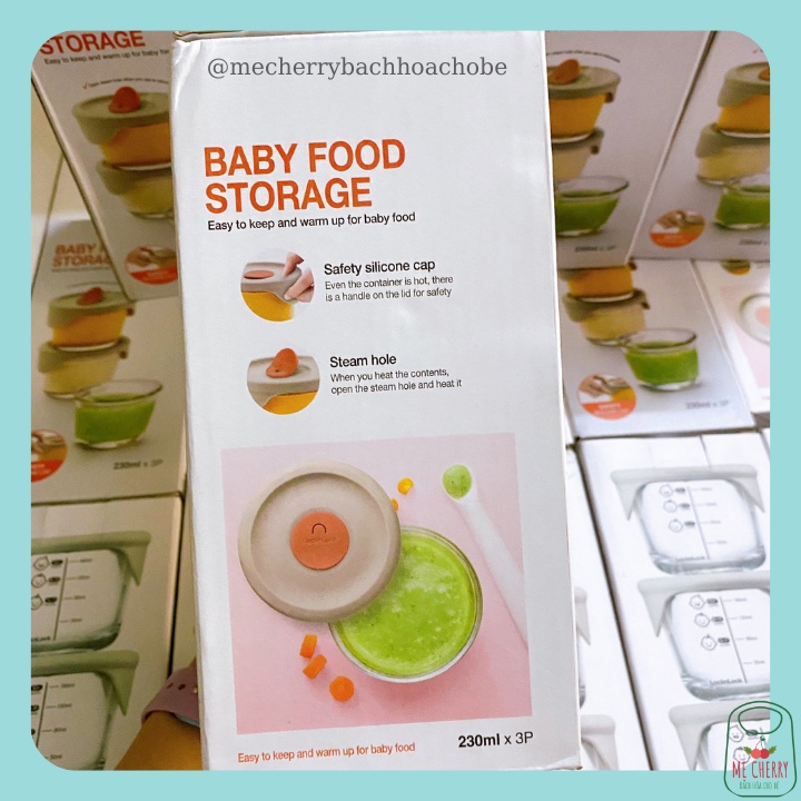 Hộp thủy tinh  LOCKnLOCK có chia vạch cho bé 230ml đựng đồ ăn dặm