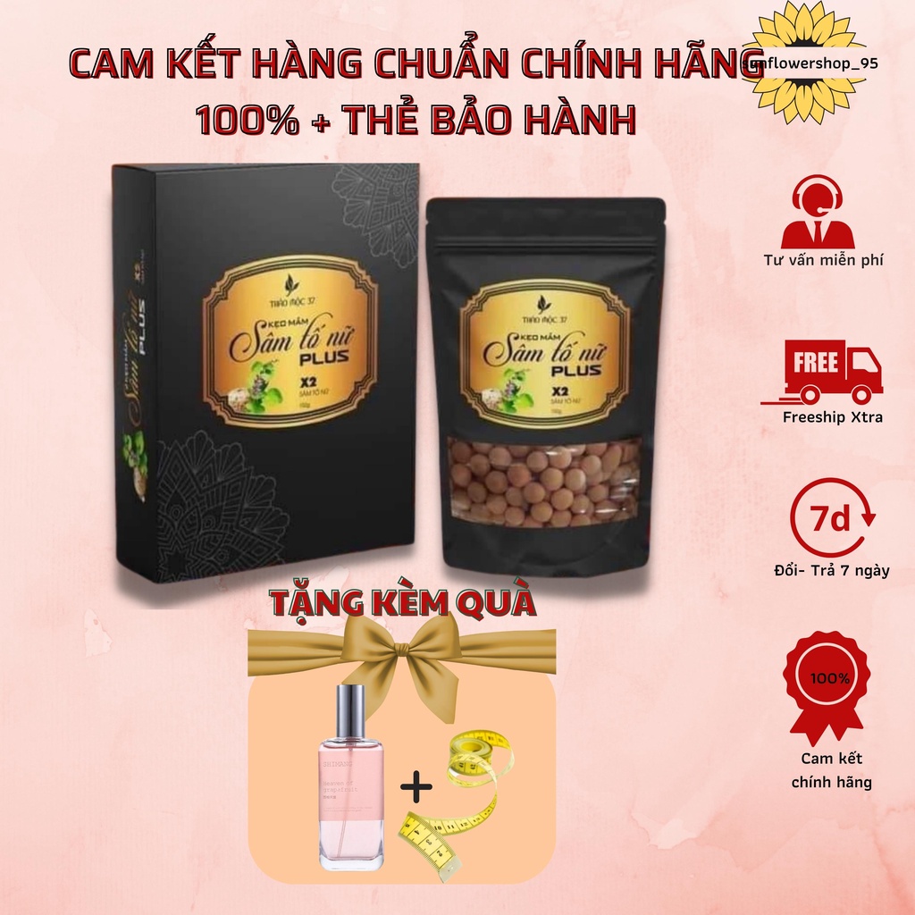 5 hộp kẹo mầm sâm tố nữ x2 plus thảo mộc 37 tặng thước dây+ thẻ bảo hành và quà sịn