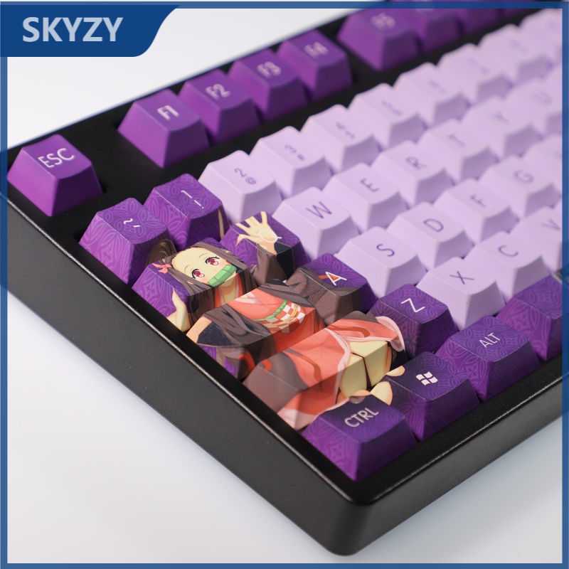 Kamado Nezuko Keycap Cherry Profile Demon Slayer Theme anime PBT Dye phụ bàn phím cơ Keycap